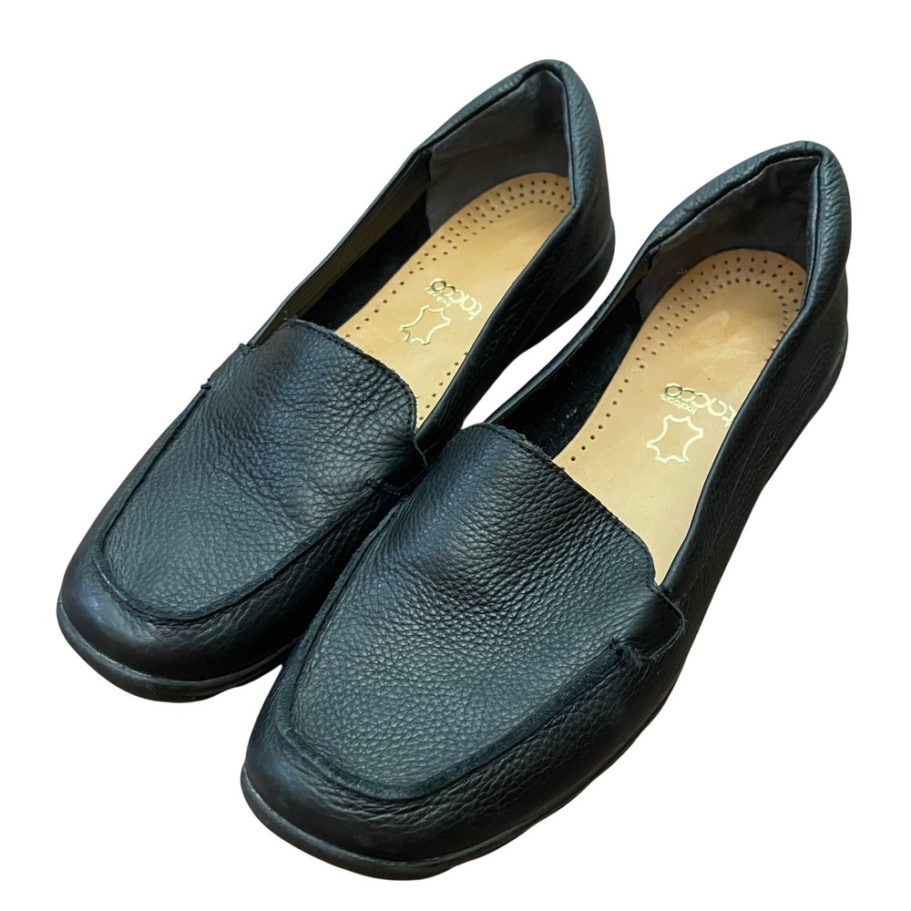 Easy Spirit Loafers Womens Black Esabide Leather Slip On Comfort Shoes 7.5M